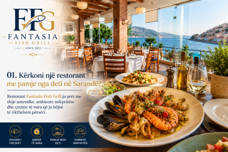 Kërkoni një restorant me pamje nga deti në Sarandë? Restorant Fantasia Fish Grill ju pret me shije autentike, ambient te bukur dhe rezervime të sigurta.
